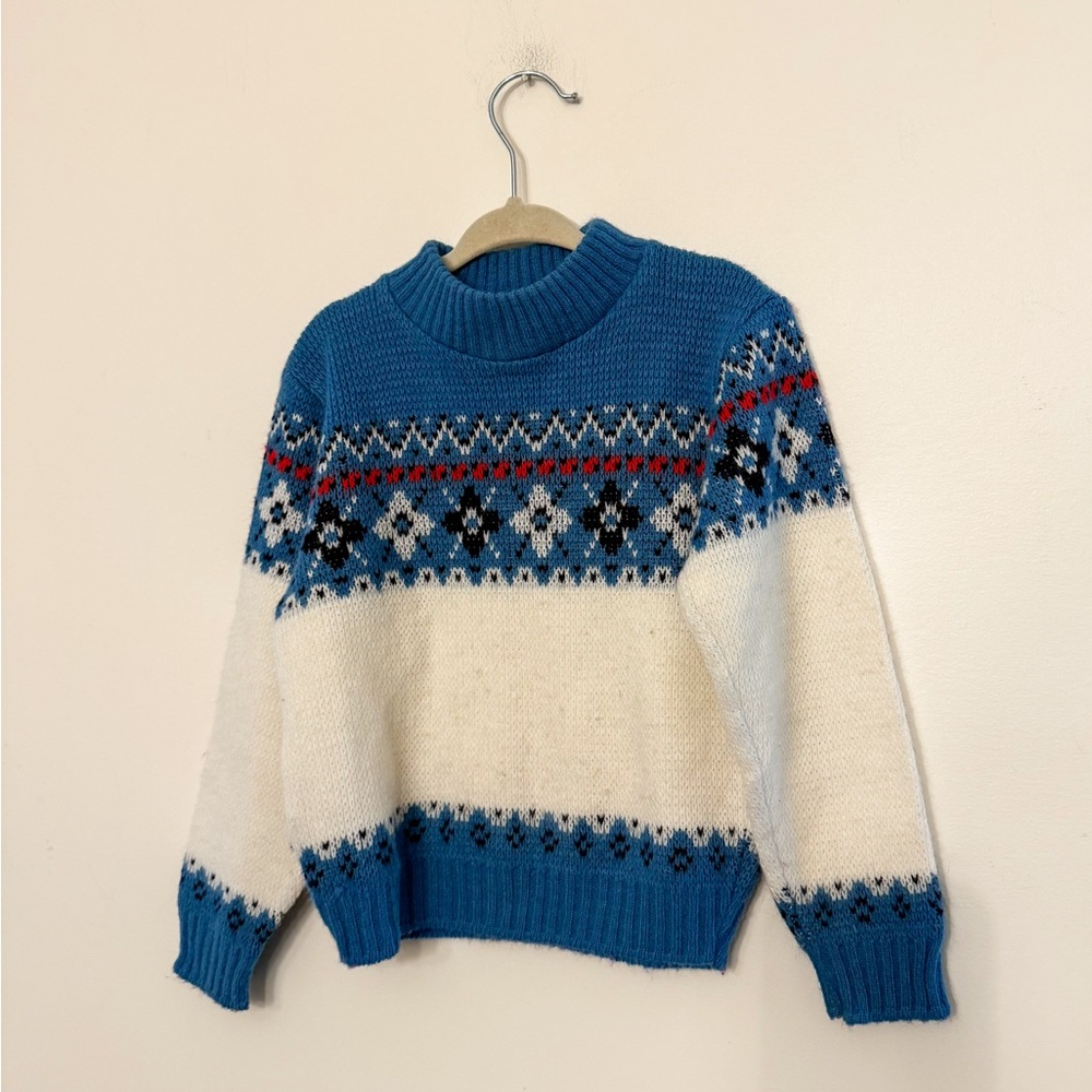 Vintage Nordic Fair Isle Style Kids Sweater